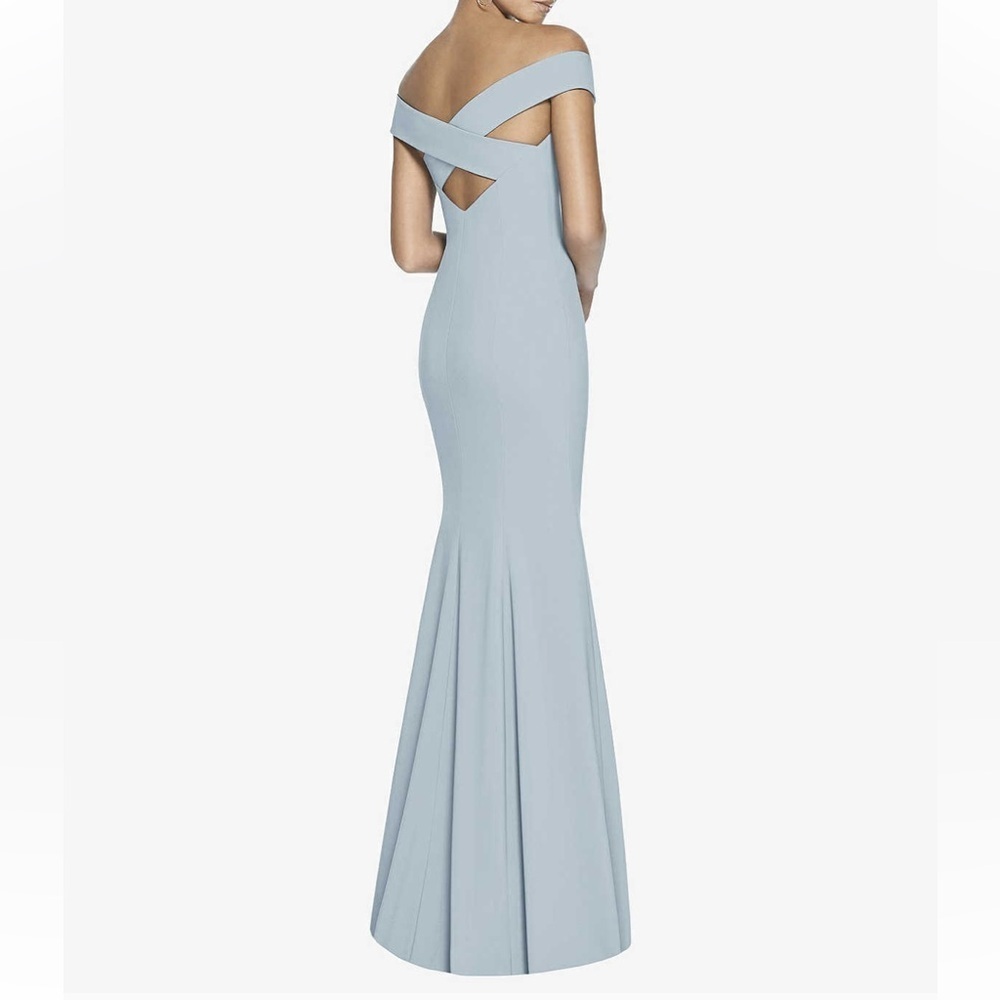 DESSY Off the Shoulder Criss Cross Back Trumpet Dress - Picture 5 of 6